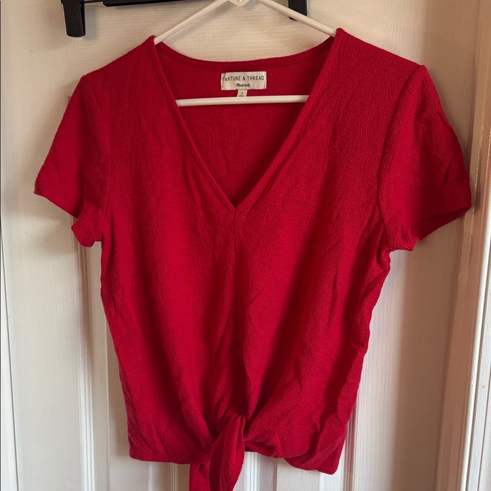 Madewell Scarlet V-Neck Tie-Front Tee